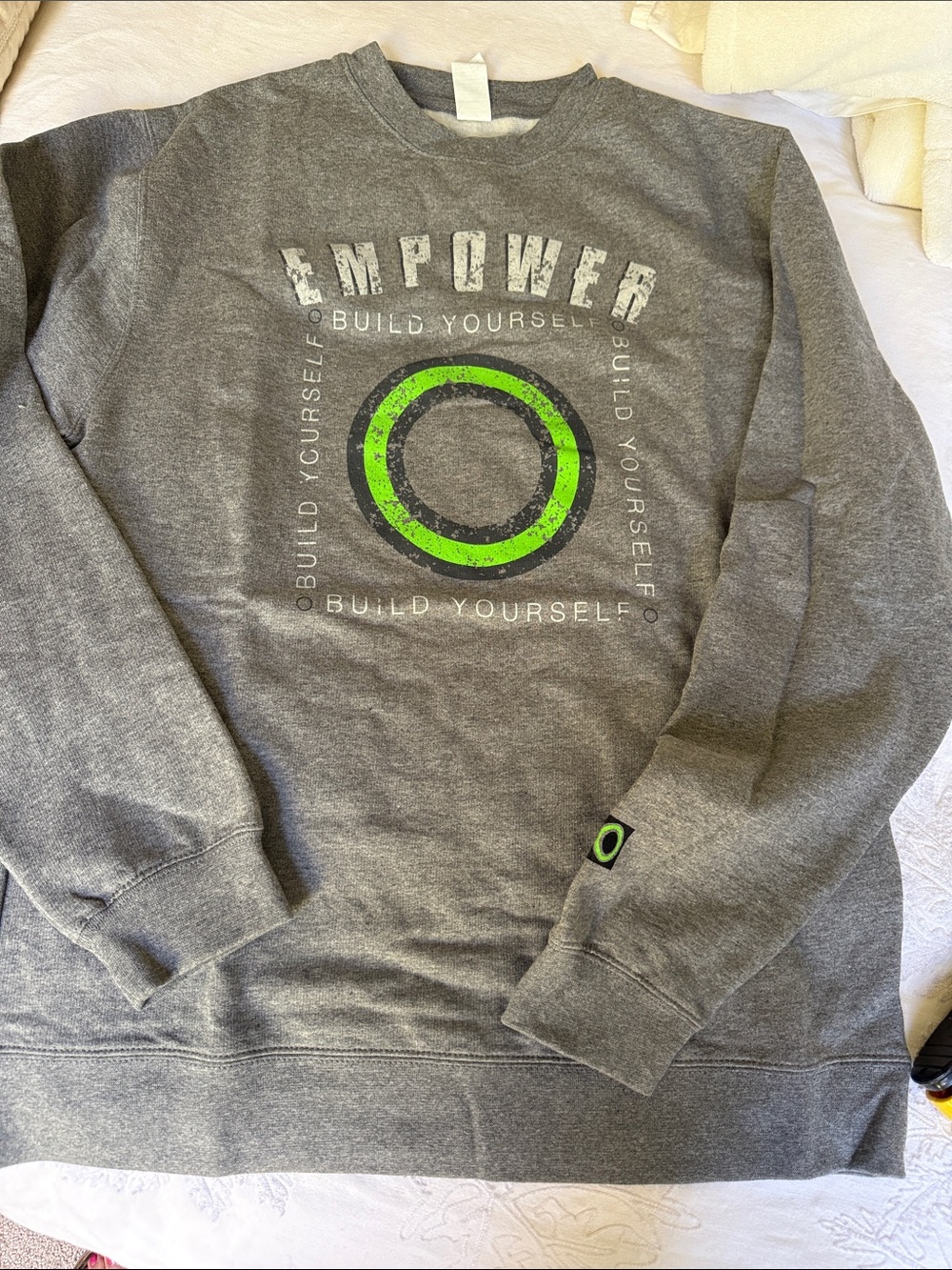 Empower Grey Crewneck Sweatshirt with Neon Green Ring
